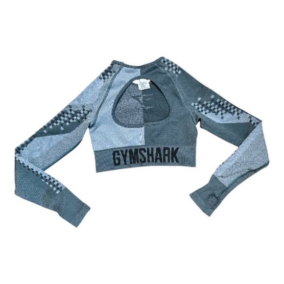 Gymshark Gray Seamless Long Sleeve Crop Top W. Keyhole Arms & Open Back Sz S NWT - Picture 3 of 5